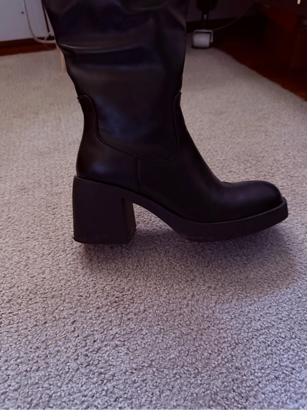 Amazon Black Over-the-Knee Square-Toe Boots